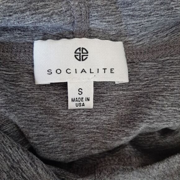 SOCIALITE Oversized Boxy Crop Hoodie Top Solid Grey Sz S - Picture 9 of 10